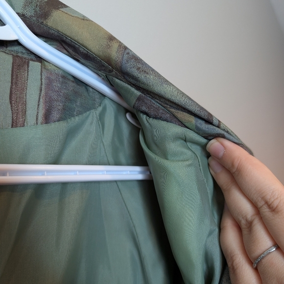 Vintage 80s 90s Trench Coat with Abstract Pattern - Picture 9 of 12